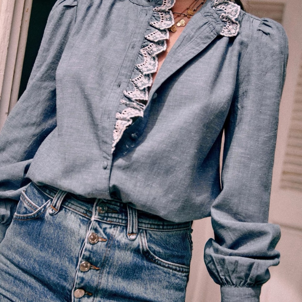 EUC Sezane CHLO Chambray Blue